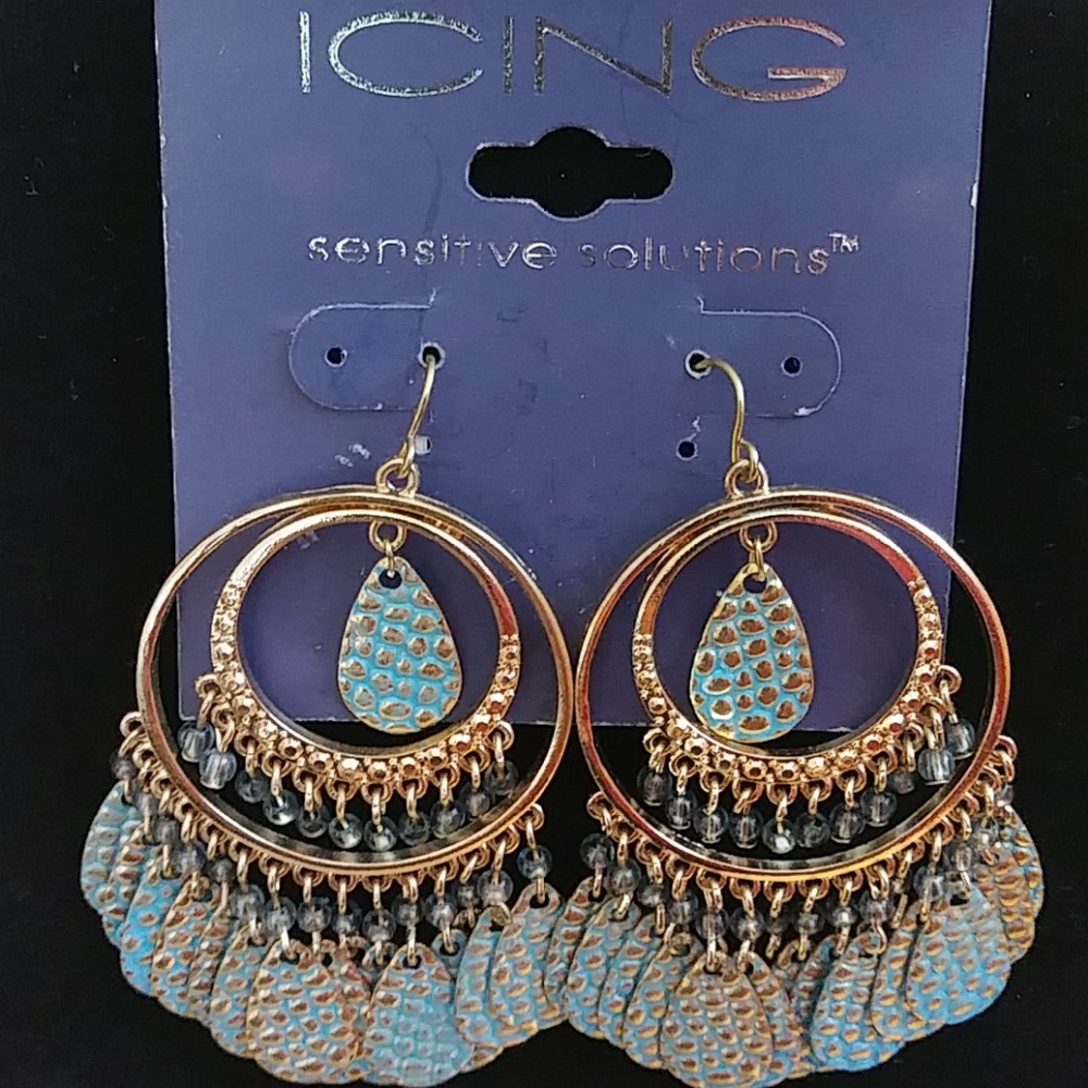 Icing Gold Filigree and Turquoise Earrings